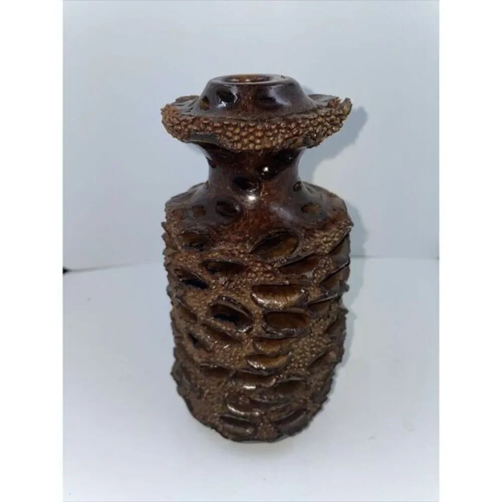 Handcrafted Banksia Nut Seed Pod Vase For Essential Oil W‎ Glass Tube 7